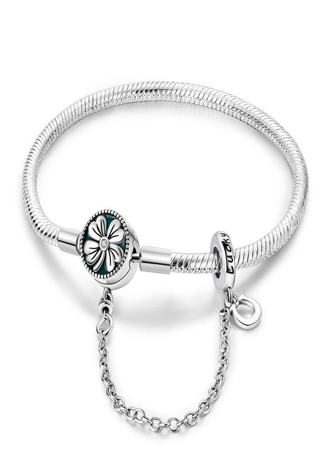 MULA 925 Sterling Silver Snake Chain Charm Bracelet Butterfly Heart Clover with 5A Cubic Zirconia Bracelets for Women - Image 1