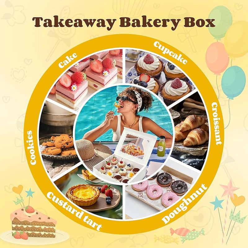 BXIHUR 4Pcs Cupcake Boxes, 12 Count Cupcake box, Viewing Window Cupcake Containers, Suitable for Parties, Banquets, Bakeries and Similar Settings - Image 5