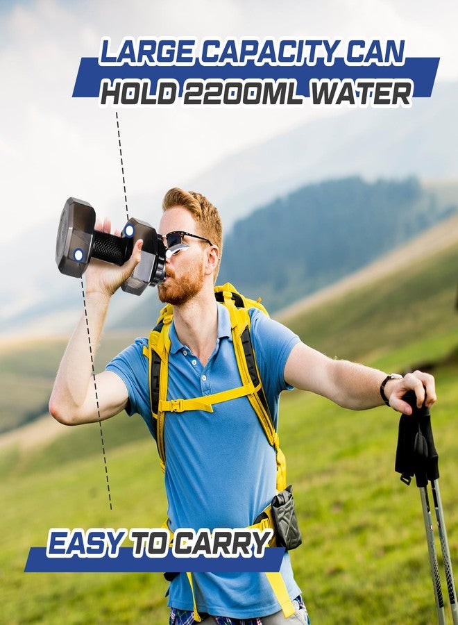 Funnymoom 2 Pcs Dumbbell Water Bottle Gifts, 2.2 L / 75 oz Gym Workout Water Bottles Big Capacity Funny Gym Gift for Father Sports Lovers Men Women - Image 5