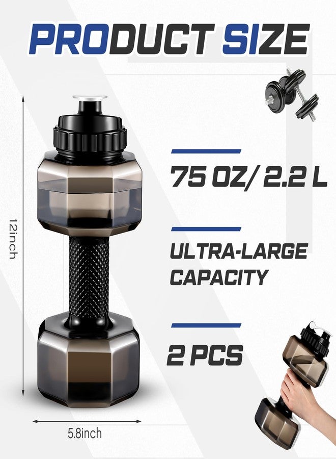 Funnymoom 2 Pcs Dumbbell Water Bottle Gifts, 2.2 L / 75 oz Gym Workout Water Bottles Big Capacity Funny Gym Gift for Father Sports Lovers Men Women - Image 2