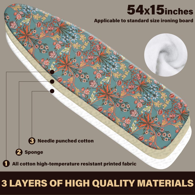 caius Easy Installation 15x54 Ironing Board Cover and Pad - Elastic Edge, Applicable Standard Size Iron Board Cover, Stain Resistant, Setup for Effortless Ironing Experience - Image 2