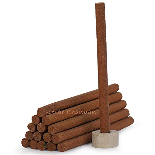 RDK Chandan-Kesar Premium Dhoop 28 Dry Sticks (No Charcoal, No Bamboo, Hand Crafted, Long Lasting Dhoop Sticks) Dhoop Sticks for Prayer (Kesar Chandan) - Image 1