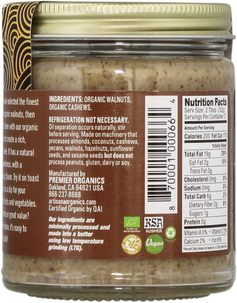 Artisana Raw Walnut Butter with Cashews 8 Oz - Image 2