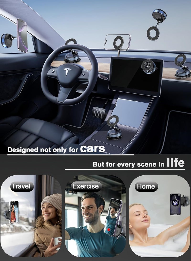DC-ITECH Upgraded 360° Vacuum Magnetic Phone Holder, Magnetic Car Phone Mount, Hands-Free Suction Cup Phone Holder for Car/Gym/Mirror/Shower, Car Mount Compatible with iPhone 16 Pro Max/Android - Image 2