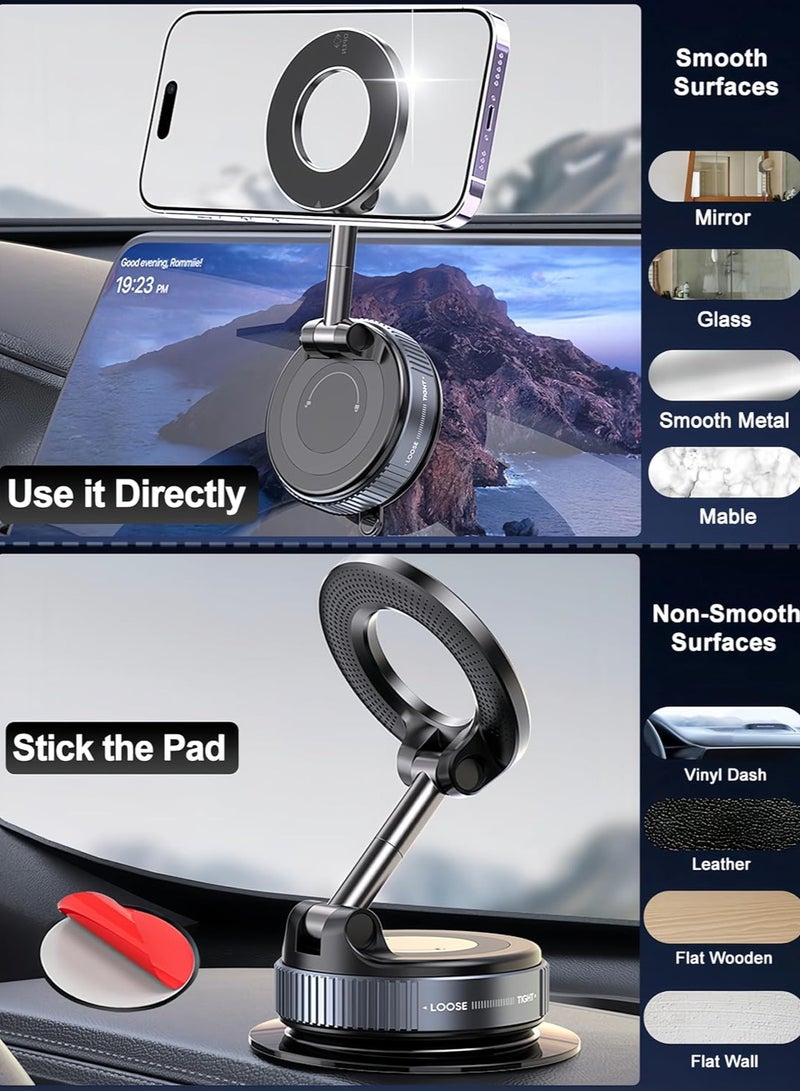 DC-ITECH Upgraded 360° Vacuum Magnetic Phone Holder, Magnetic Car Phone Mount, Hands-Free Suction Cup Phone Holder for Car/Gym/Mirror/Shower, Car Mount Compatible with iPhone 16 Pro Max/Android - Image 3