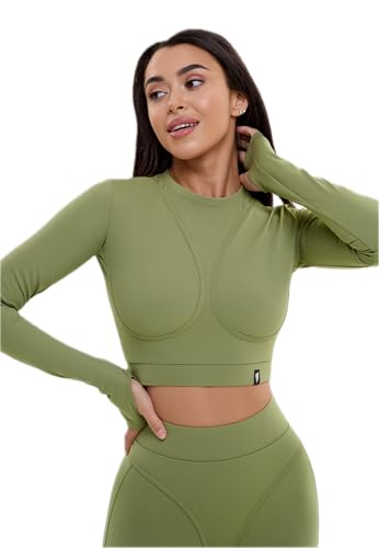 Bona Fide Workout Tops for Women ShortLong Sleeve Compression Shirt Breathable Tight Crop Top for Gym Running Yoga - Image 1