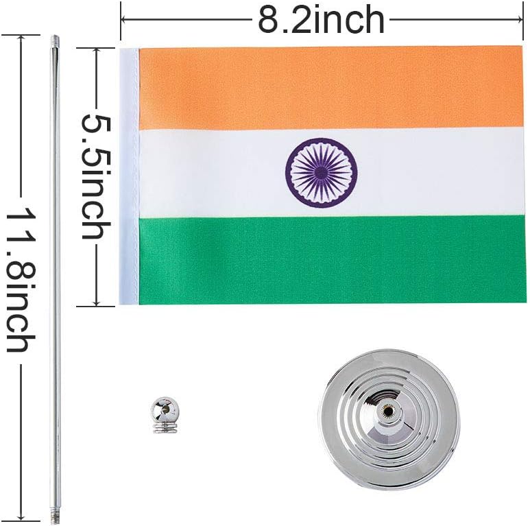 mflagperft India Flag Indian Flags, Small Mini Indian Desk Flag, Used for Table Office Classroom Home Patriotic Events Decorations - Image 1