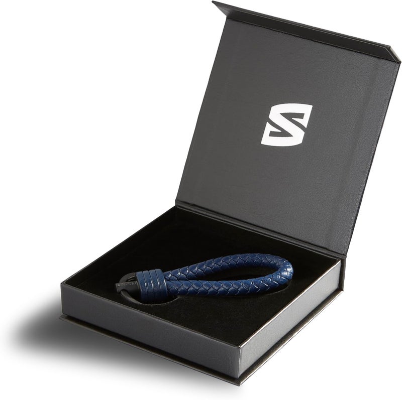 SERASAR Leather Keychain with Stainless Steel Ring - Blue - Image 2