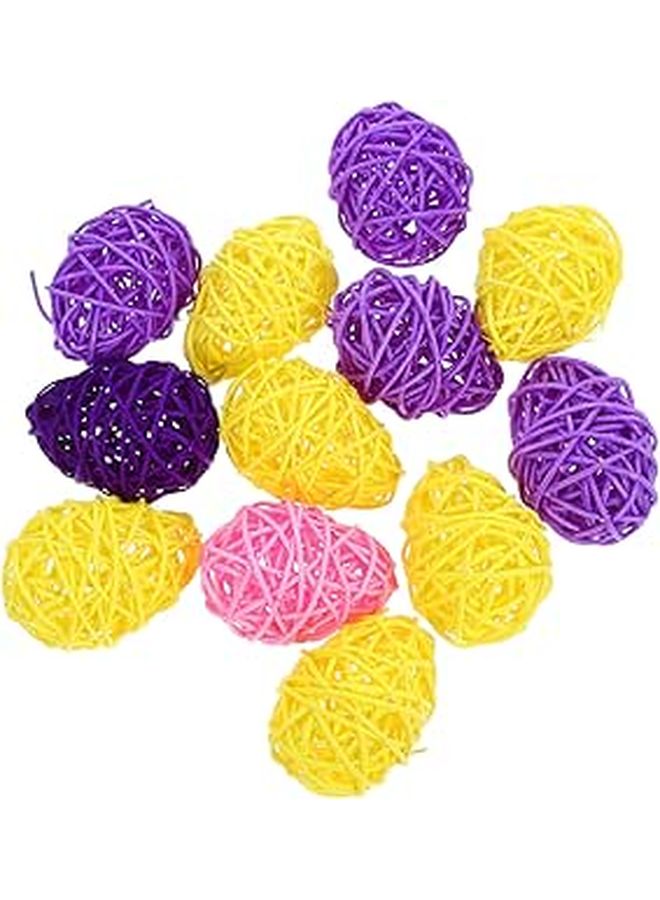 12Pcs Natural Rattan Woven Easter Eggs For Festive Decor Crafts Photography Props - Image 1