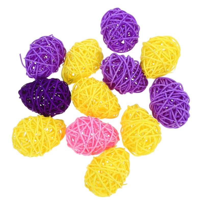 12Pcs Natural Rattan Woven Easter Eggs For Festive Decor Crafts Photography Props - Image 2