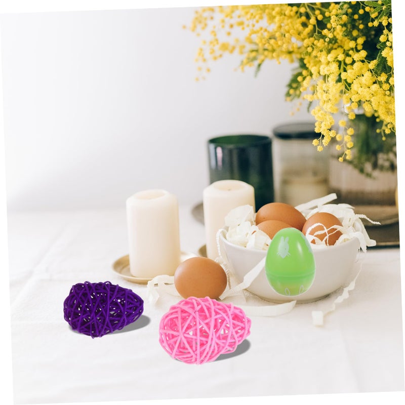12Pcs Natural Rattan Woven Easter Eggs For Festive Decor Crafts Photography Props - Image 5