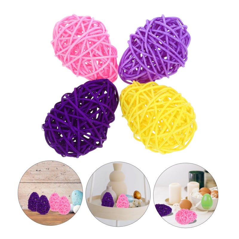 12Pcs Natural Rattan Woven Easter Eggs For Festive Decor Crafts Photography Props - Image 3