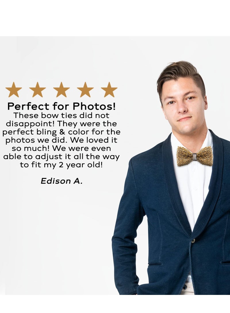 KASTWAVE Bow Ties, Rhinestone Bow Ties for Men and Boys Pre-Tie Sequins Diamond Bow Ties Adjustable Length Suitable for Party Banquet Wedding Suitable for Tuxedo Dress Shirts - Image 5