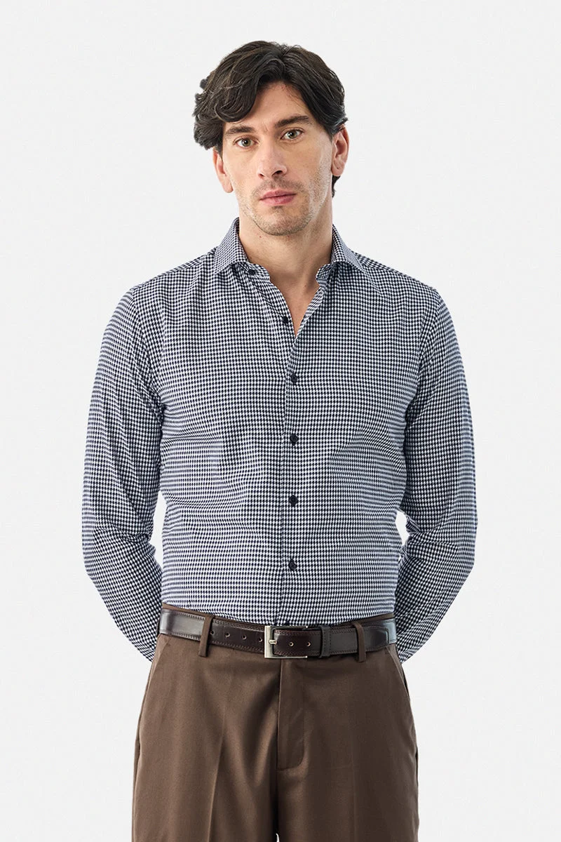 SNITCH Micro Checks Luxe Slim Fit Shirt