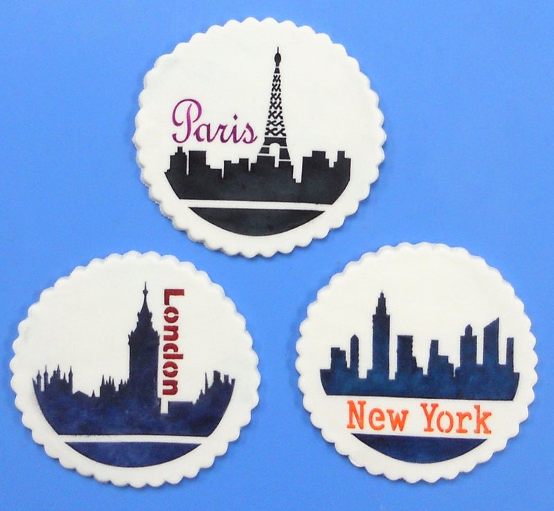 Designer Stencils C716 Paris London and New York Skylines Cookie Stencils BeigeSemiTransparent - Image 2