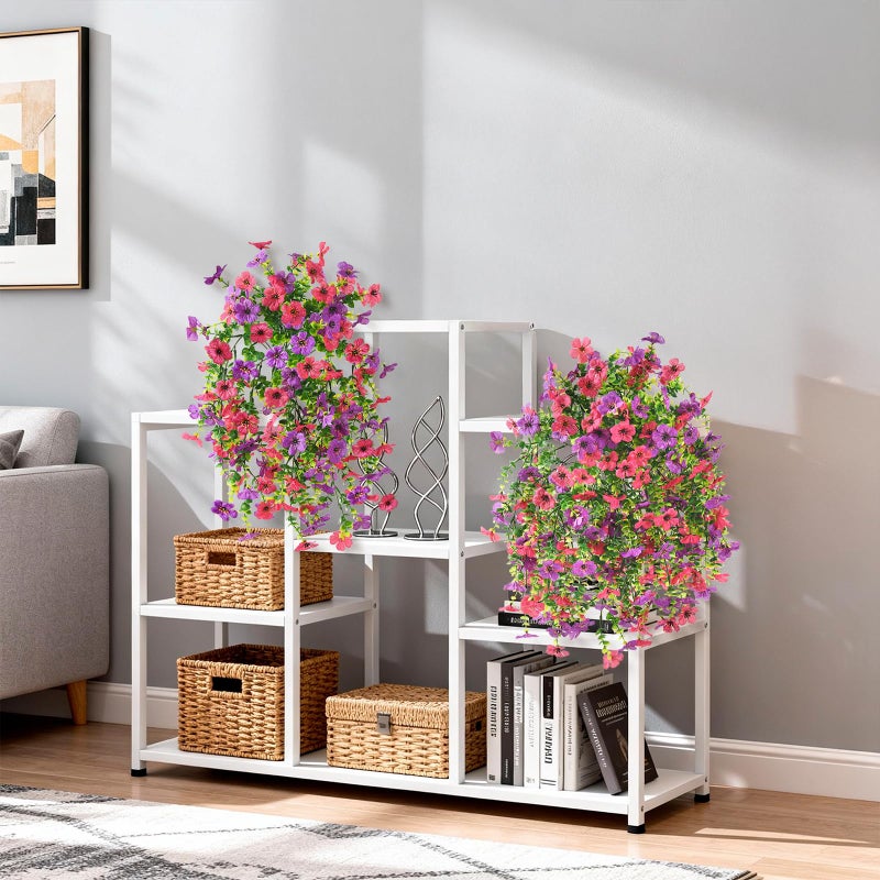 ZFProcess Artificial Hanging Flowers for Outdoors Spring Summer Decoration, 2PCS Silk Fake Daisy Realistic Outdoor Flowers UV Resistant Porch Patio Window Yard Decor(Purple Rose Red) - Image 5