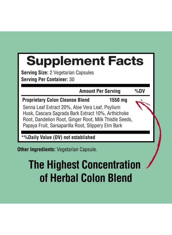 Happi Mi Nutrition Colon Cleanse, Colon Detox, All Natural Herbal Formula, Support Healthy Bowel Movements, Gut Health & Healthy Metabolism Support, Non-GMO - 60 Vegetable Capsule 30 Servings - Image 2