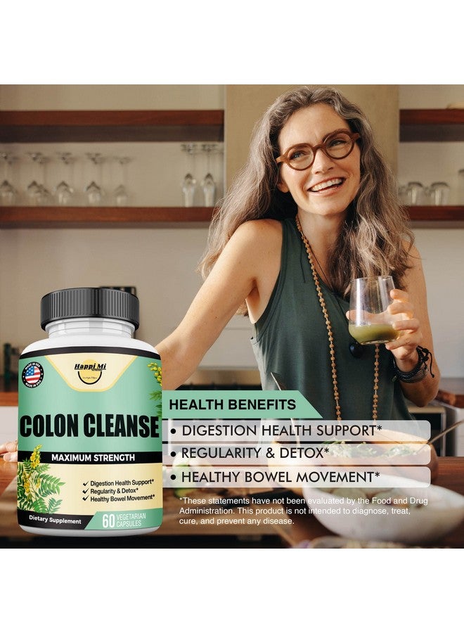 Happi Mi Nutrition Colon Cleanse, Colon Detox, All Natural Herbal Formula, Support Healthy Bowel Movements, Gut Health & Healthy Metabolism Support, Non-GMO - 60 Vegetable Capsule 30 Servings - Image 4