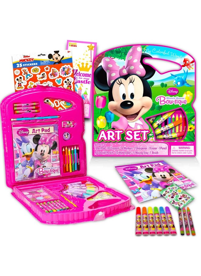 Classic Disney Disney Minnie Mouse Art Set For Girls Bundle With Minnie Mouse Art Pad Coloring Utensils Brushes Stickers And More (Arts And Crafts Supplies For Kids)  - Image 1