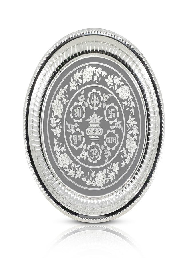 NOBILITY Pooja Thali Set Silver Plated with Blue Gift Box Puja Plate Devdas Diya Kalash Bowl Palli Haldi Kumkum Stand Dhup Dan Ghanti for Home Office Diwali Wedding Return Gifts - Image 2