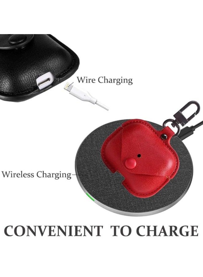 Leather Case for AirPods Pro 3rd Generation with Keychain | Protective Cover, Shockproof, Scratch Resistant, Charging Indicator Visible – Red - Image 3