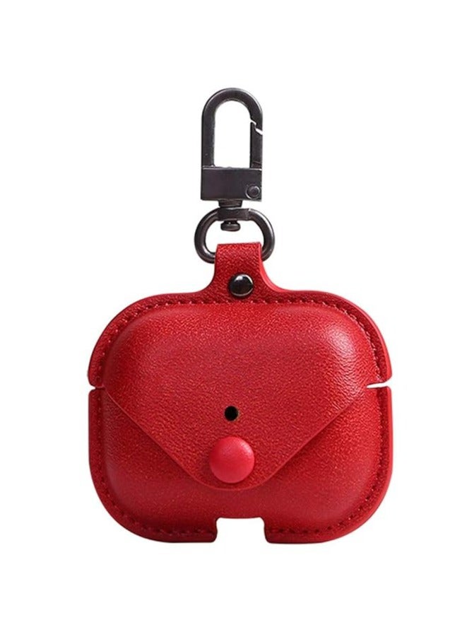 Leather Case for AirPods Pro 3rd Generation with Keychain | Protective Cover, Shockproof, Scratch Resistant, Charging Indicator Visible – Red - Image 1