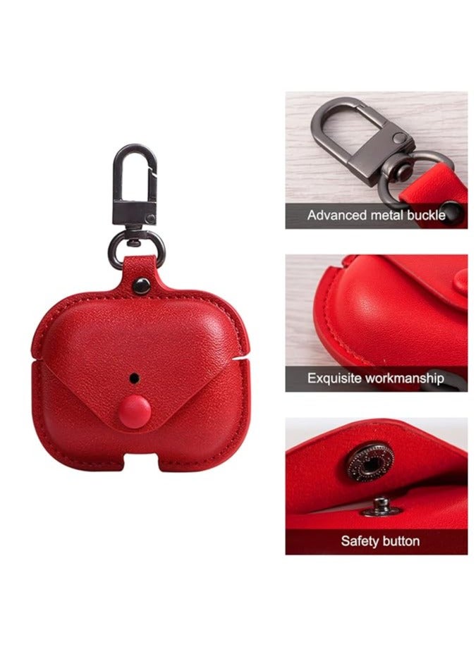 Leather Case for AirPods Pro 3rd Generation with Keychain | Protective Cover, Shockproof, Scratch Resistant, Charging Indicator Visible – Red - Image 4