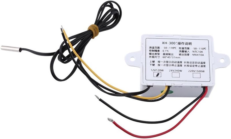 منظم الحرارة الرقمي 12V، مفتاح ترموستات محترف مع مسبار من الفولاذ المقاوم للصدأ، لنظام التبريد الفعال والمجالات الأخرى، هيكل من مادة ABS مقاومة للهب - Image 1