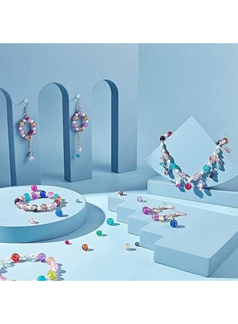 Luckam 200 قطعة 10 لون خرز زجاجي متصدع 8 مم دائري مصنوع يدويًا خرز متصدع خرز كريستالي لصنع أساور الصداقة بمناسبة عيد الأم وزينة المجوهرات - Image 3