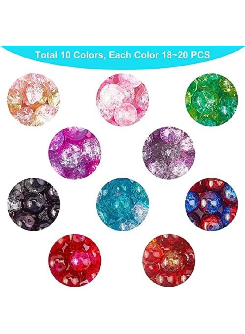 Luckam 200 قطعة 10 لون خرز زجاجي متصدع 8 مم دائري مصنوع يدويًا خرز متصدع خرز كريستالي لصنع أساور الصداقة بمناسبة عيد الأم وزينة المجوهرات - Image 4