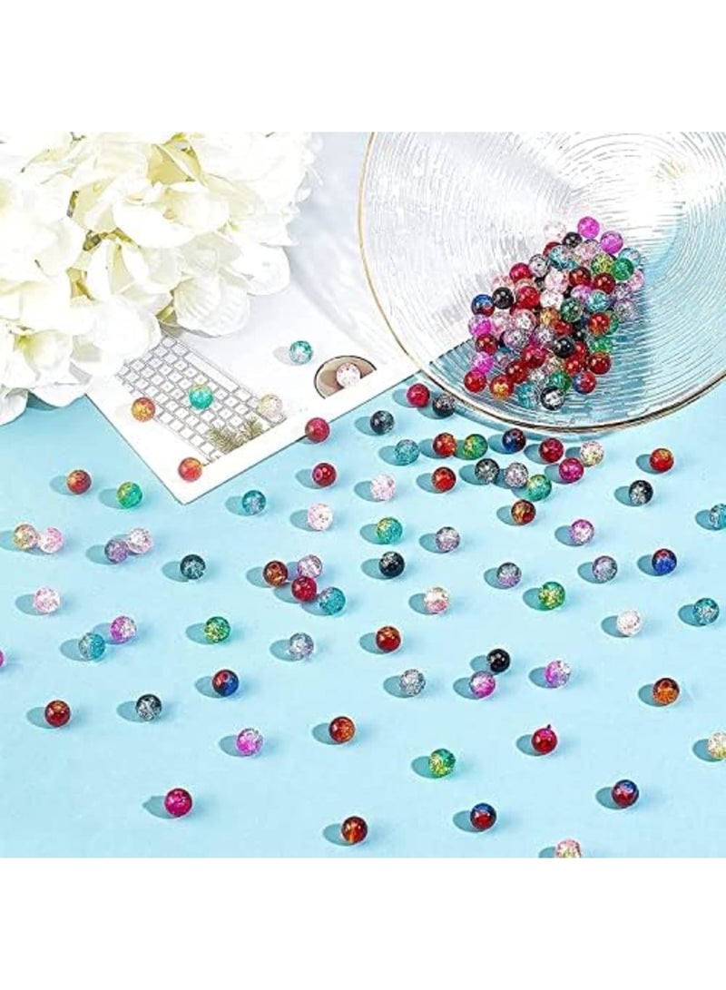 Luckam 200 قطعة 10 لون خرز زجاجي متصدع 8 مم دائري مصنوع يدويًا خرز متصدع خرز كريستالي لصنع أساور الصداقة بمناسبة عيد الأم وزينة المجوهرات - Image 5