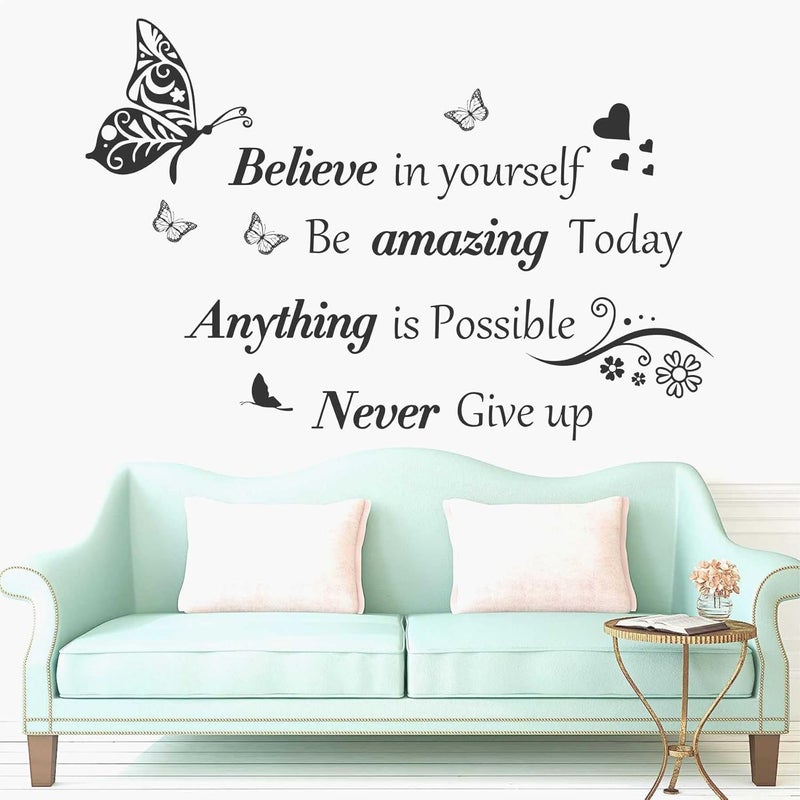 Wall Attraction Believe in Yourself Quote Wall Stickers Murals Size 81x55cm MD77_S - Image 1
