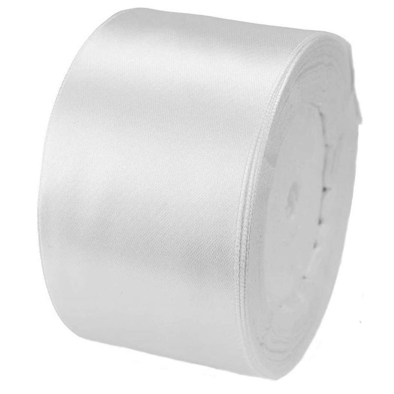 SWTOOL 2 Wide Single Face Satin Ribbon Roll for Wedding Sewing Projects Gift Wrapping and Crafting Projects 25 Yards White