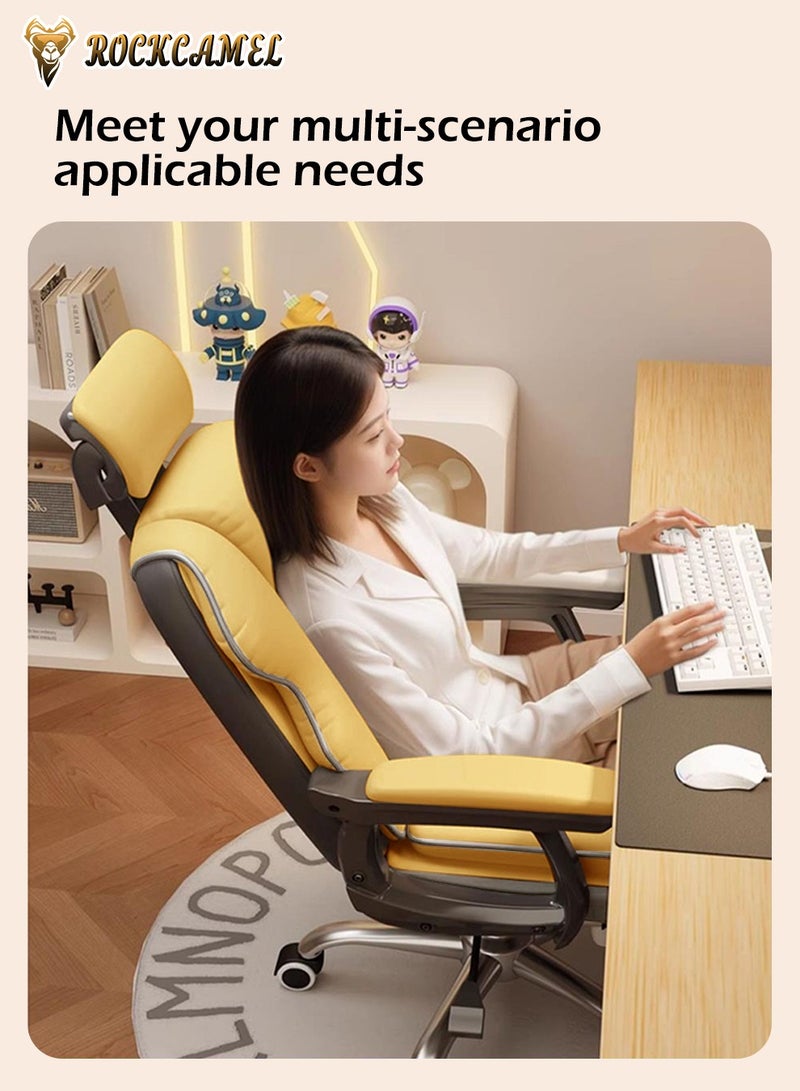 ROCKCAMEL كرسي ألعاب / كرسي كمبيوتر / كرسي مكتب مع مسند قدم قابل للسحب، بطانة لاتكس عالية الارتداد، جلد بولي يوريثين، تصميم مريح مع دعم قطني ورقبة، تعديل الارتفاع ومسند الظهر، قاعدة عجلات فولاذية صامتة، مناسب للمنزل أو المكتب - Image 3