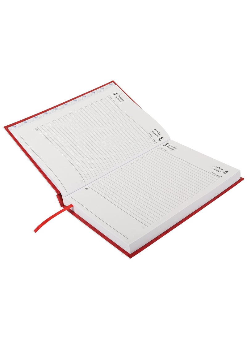 FIS Fis 2025 A5 Diary,Vinyl,  (Arabic/English)  Hard Cover Red -FSDI21AE25RE  - Image 2