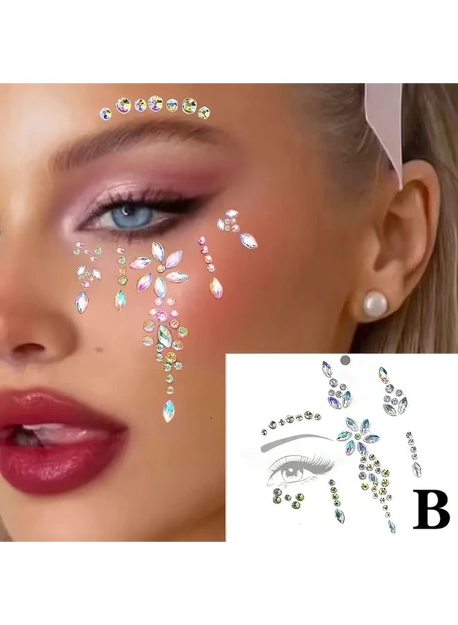 Sparkling Rhinestone Face Jewel Sticker ABS Material Round Model C Multi Season Makeup - Image 4