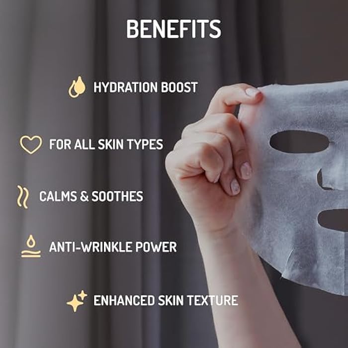 Eve Hansen Collagen Face Mask Sheets Set of 5 – Hydrating & Nourishing Care for All Skin Types – With Hyaluronic Acid, Tangerine Peel, Blueberry Extract & Spinach Leaf - Image 2