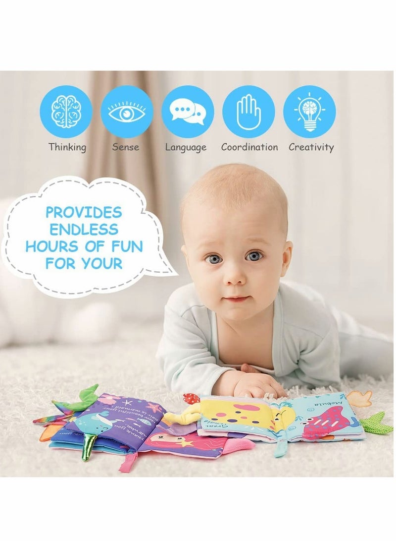 SYOSI Baby Cloth Books, Quiet Book, Baby Bath Book, Touch and Feel Crinkle Book for InfantsToddler, Baby First Books Soft Books NonToxic Fabric Early Development Toys for Boys  Girls, 2PCS  - Image 3