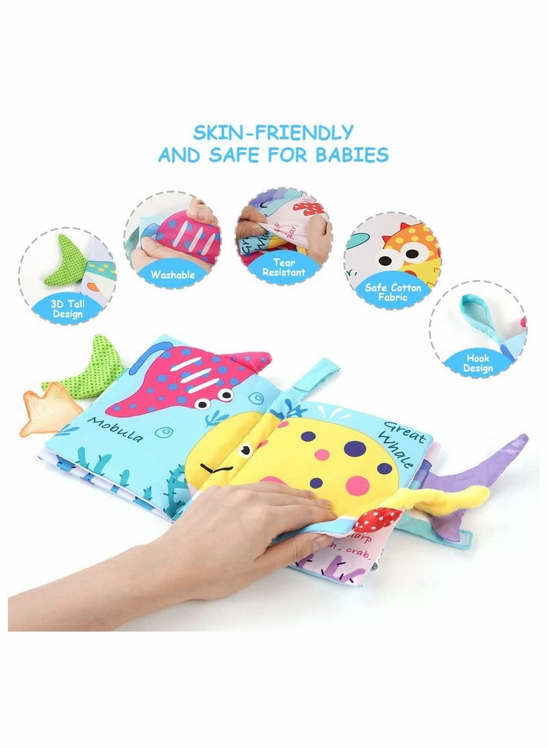 SYOSI Baby Cloth Books, Quiet Book, Baby Bath Book, Touch and Feel Crinkle Book for InfantsToddler, Baby First Books Soft Books NonToxic Fabric Early Development Toys for Boys  Girls, 2PCS  - Image 4