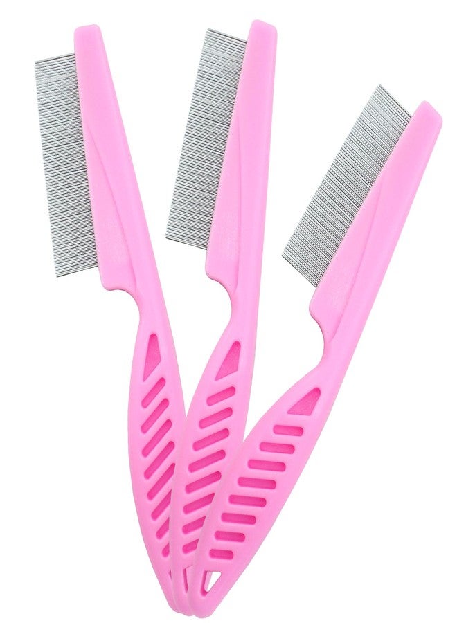 Cionyce Flea Comb for Dogs and Cats, Metal Pet Lice Comb Fine Tooth Grooming Tool for Remove Anti Fleas and Flea Eggs(3pcs Pink) - Image 1