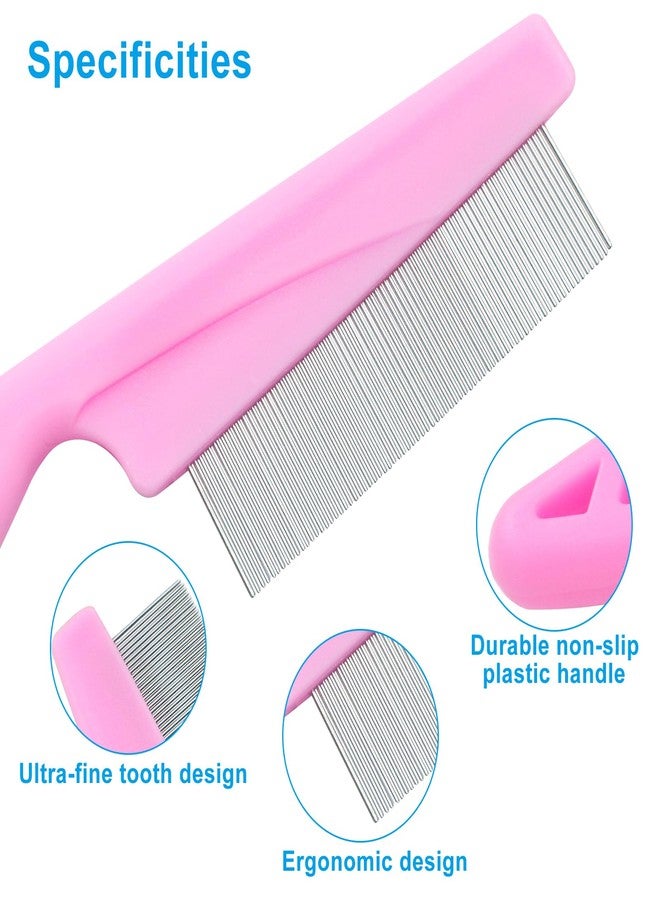 Cionyce Flea Comb for Dogs and Cats, Metal Pet Lice Comb Fine Tooth Grooming Tool for Remove Anti Fleas and Flea Eggs(3pcs Pink) - Image 3