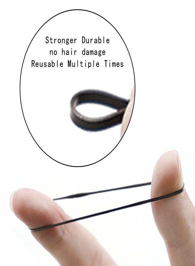 Dofash 2 * 50MM No Damage Small Elastic Hair Ties Rubber Bands for Hair Elastic Hair Bands Hair Rubber Bands Hair Elastics for Women's Hair - 200pcs(Black) - Image 5