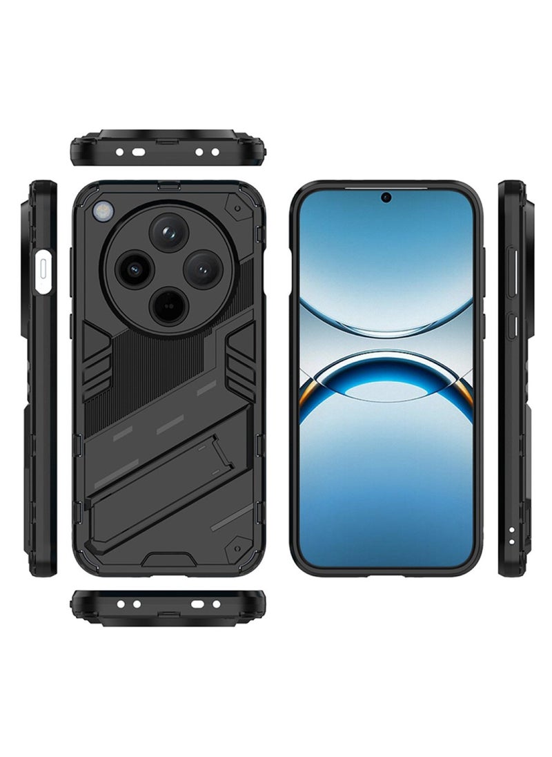 Oppo Find X8 Pro 5G - Original Punk Shock-Resistant Case Cover with Built-in Kickstand: Durable, Lightweight, and Shock-Absorbing - Black