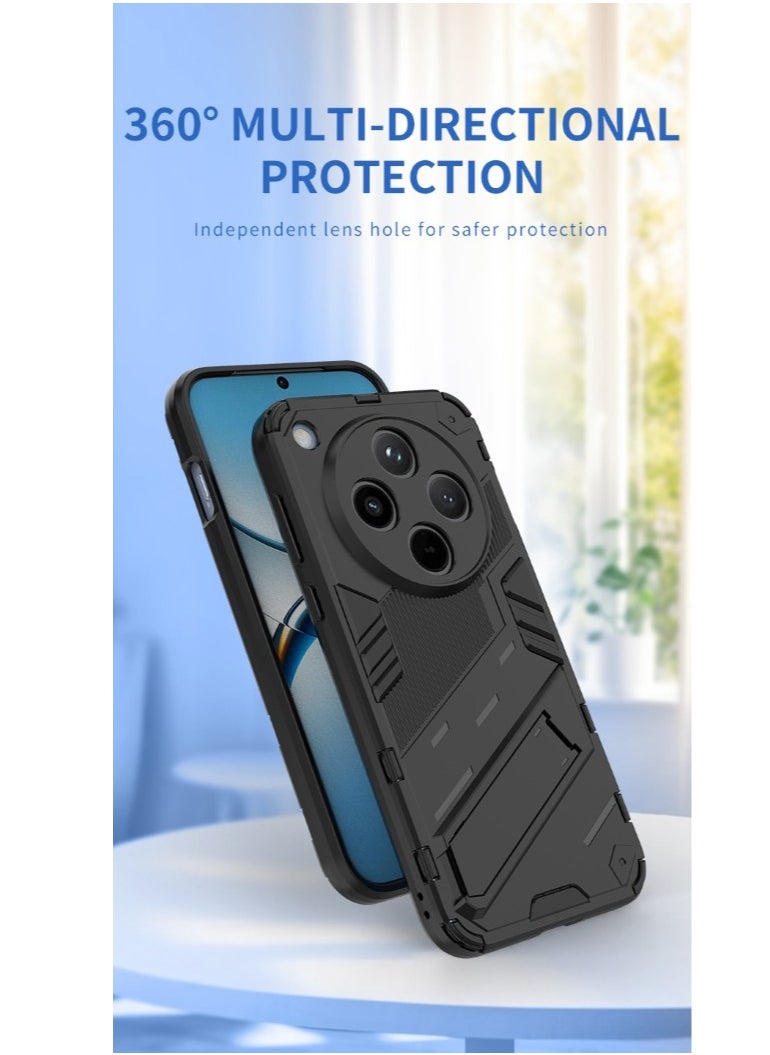 Oppo Find X8 Pro 5G - Original Punk Shock-Resistant Case Cover with Built-in Kickstand: Durable, Lightweight, and Shock-Absorbing - Black