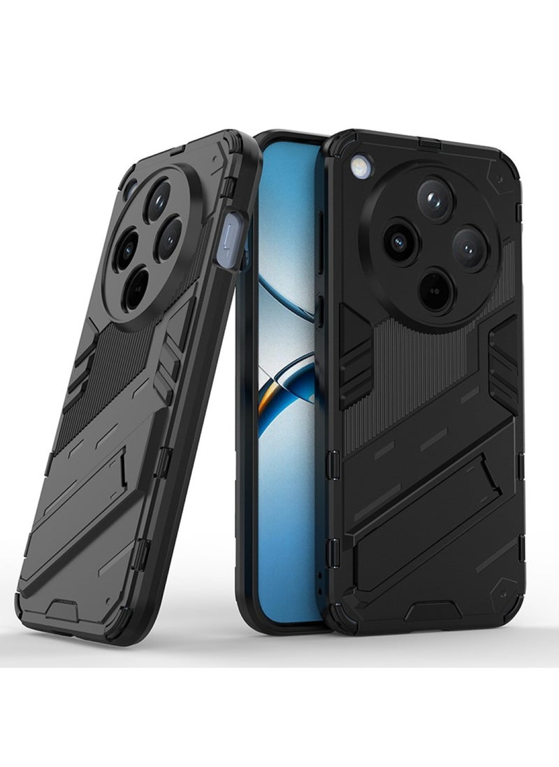 Oppo Find X8 Pro 5G - Original Punk Shock-Resistant Case Cover with Built-in Kickstand: Durable, Lightweight, and Shock-Absorbing - Black