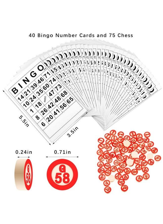 Vintage Bingo Board Game Classic Bingo Cards Bingo Game Wooden Bingo Set Includes 40 Bingo Number Cards And 75 Chess For Family Large Parties Kids Adults Holiday Activities  - Image 3