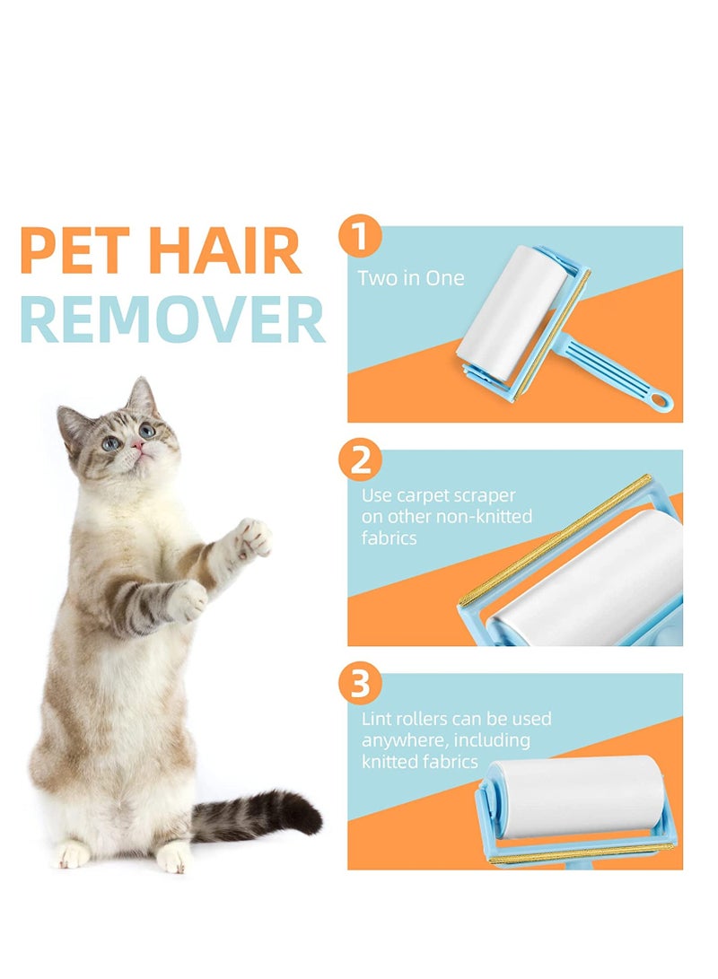 Excefore Pet Hair Remover 2 in 1 Dog Cat Fur Remover Tool Portable Sticky Lint Roller Remove Dust of Furniture Clothing Floors Carpet Curtain Sofa Vehicles Couch Bedding  - Image 5