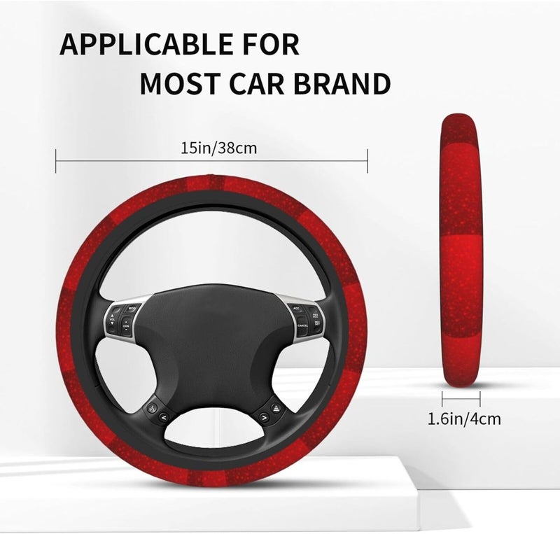 Car Steering Wheel Cover for Women Men, Non-Slip Breathable Steering Wheel, Red Star in Red Steering Wheel Protector, Car Accessories - Image 4