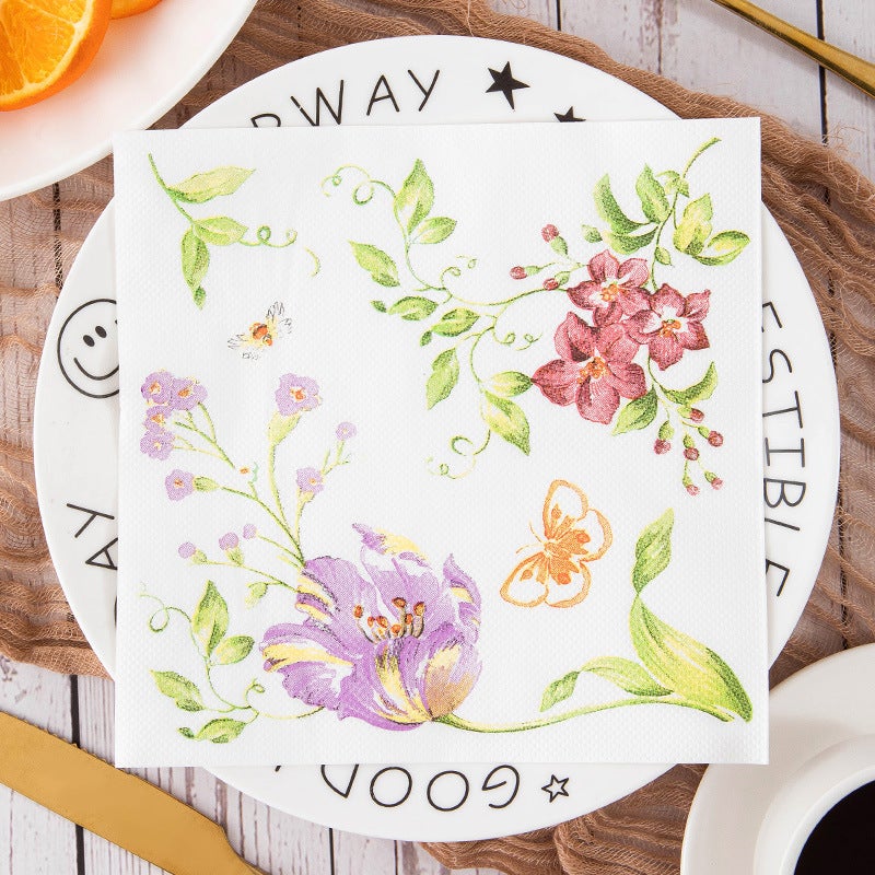 Party Printing Paper Towel Napkin Party Color Paper Flowers Restaurant Can Be Printed Logo - Image 1