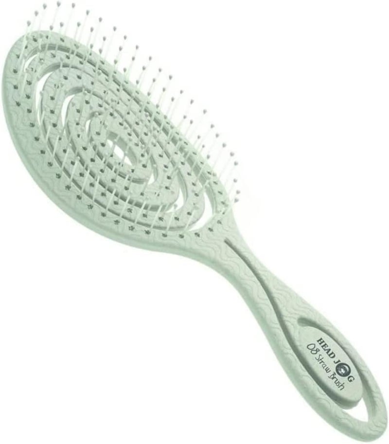 Head Jog 08 Paddle Brush Flexible Soft Pin Bristles Detangling Wet Or Dry Hair Gentle Brushing Hairbrush Detangling Brush Curly Wavy Original Collection Sage